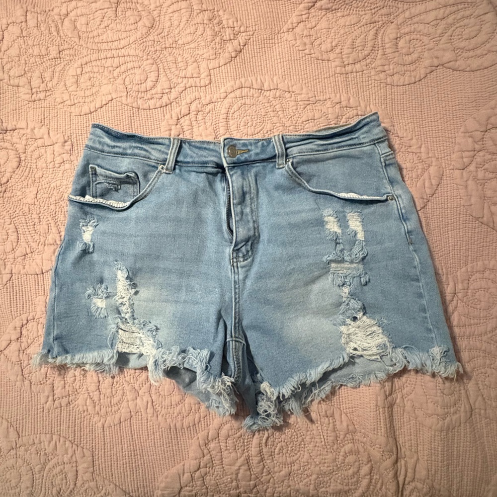 Fashion Nova Wax Jean Light Blue Denim Shorts